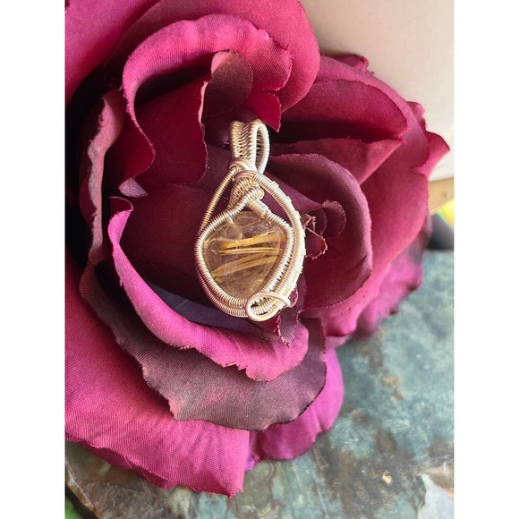 Gold Rutile Quartz Wrapped In 925 Sterling Silver - Picture 10 of 10